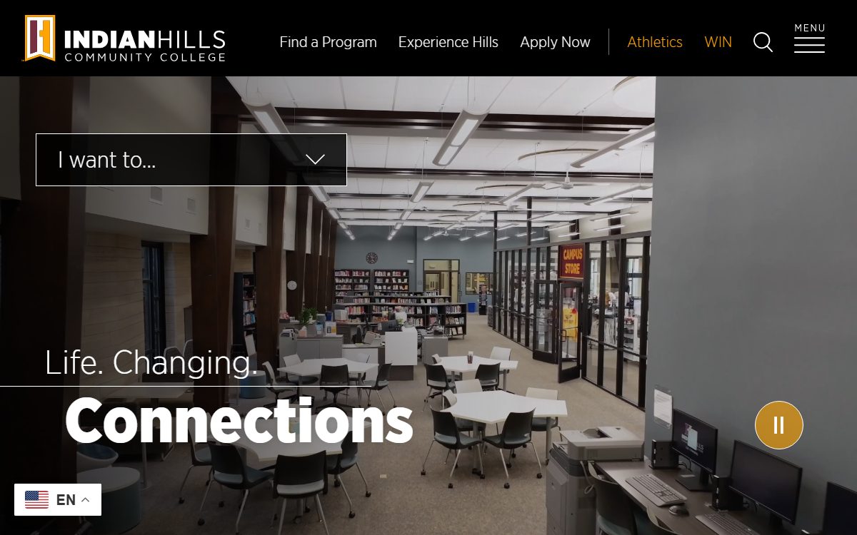Indian Hills Community College campus in Ottumwa, IA