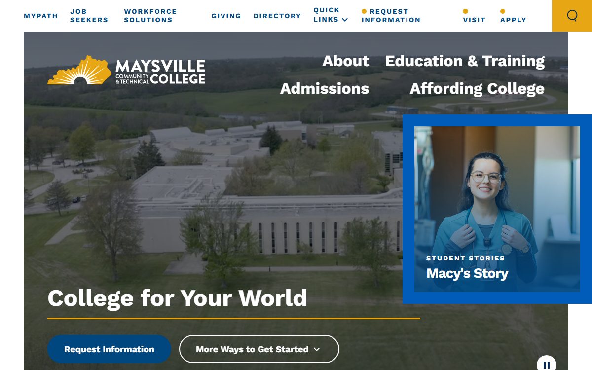 Maysville Community and Technical College campus in Maysville, KY