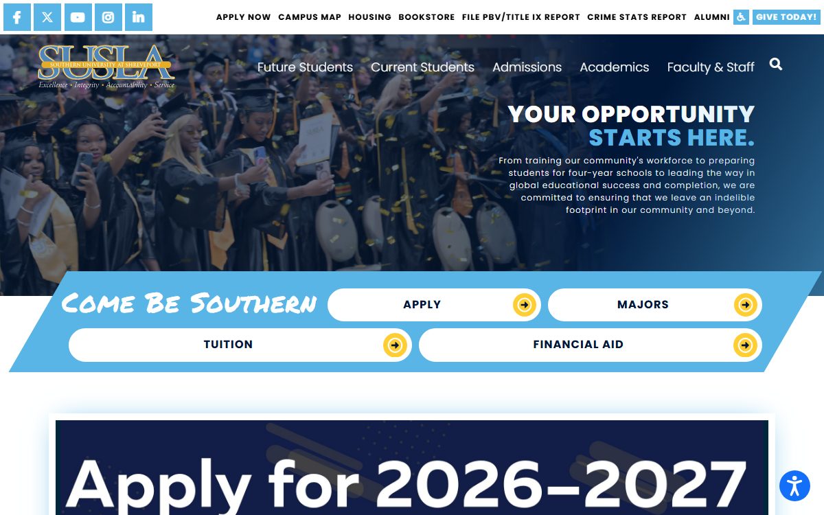 Southern University campus in Shreveport, LA