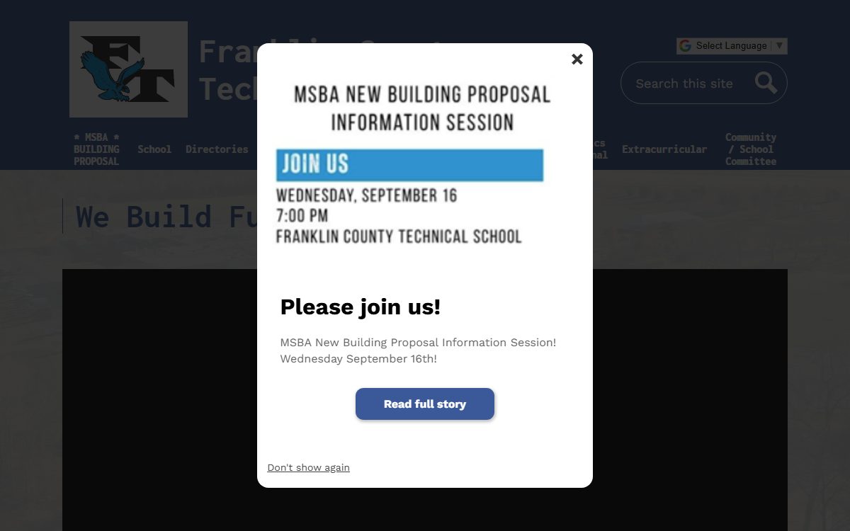 Franklin County Technical School campus in Turners Falls, MA