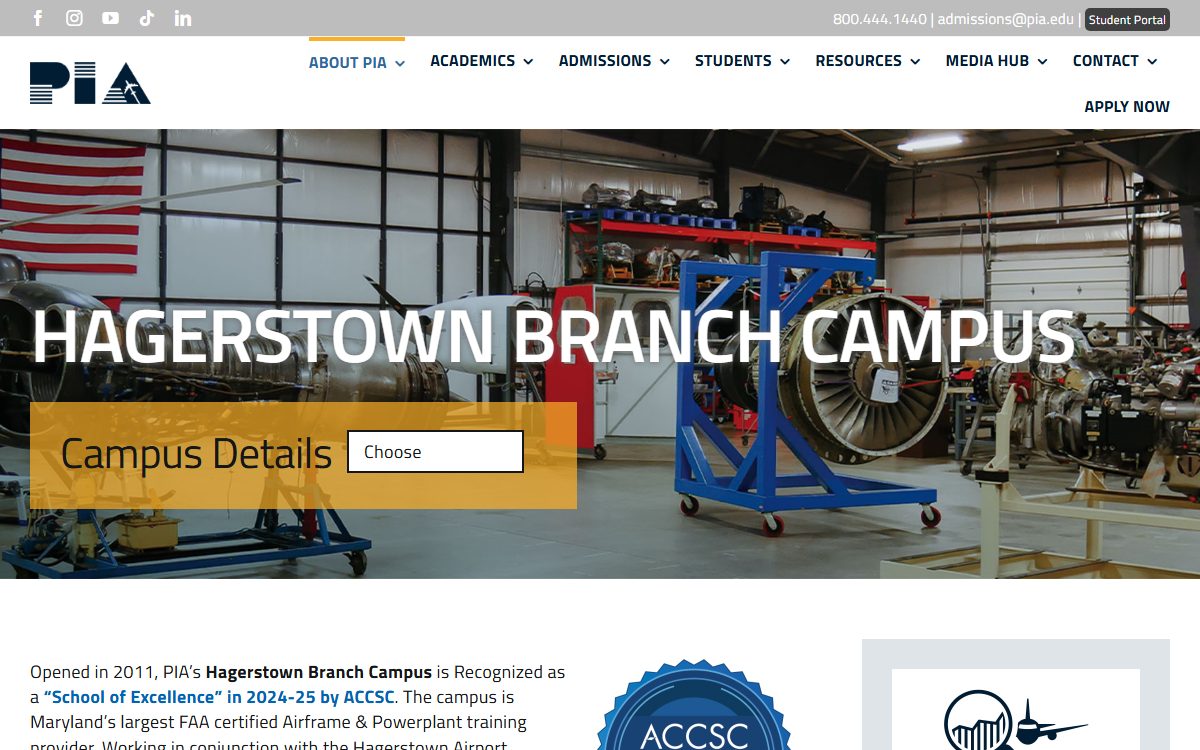 Pittsburgh Institute of Aeronautics campus in Hagerstown, MD