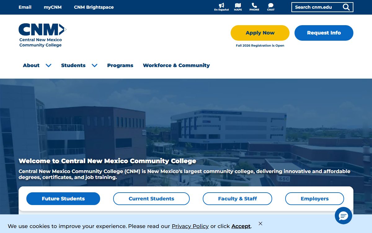 Central New Mexico Community College campus in Albuquerque, NM