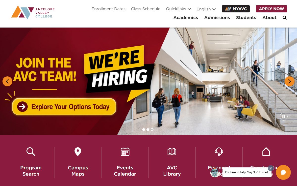 Antelope Valley Community College campus in Lancaster, CA