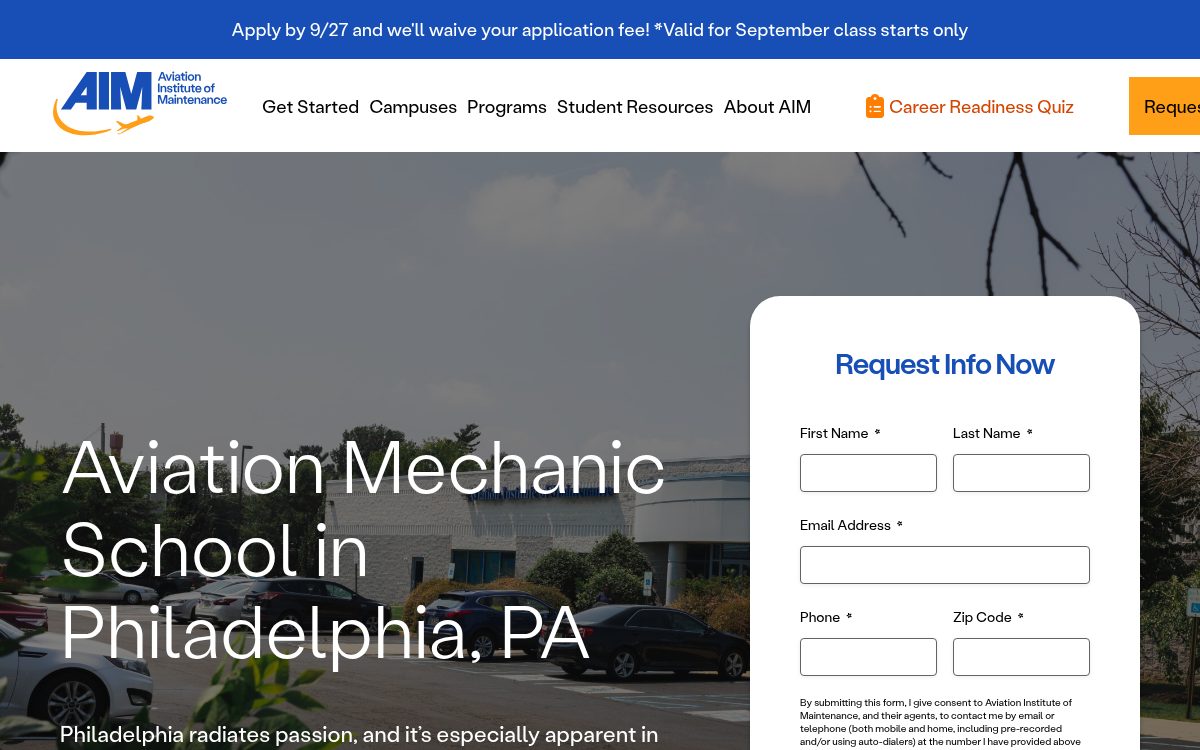 Aviation Institute of Maintenance campus in Philadelphia, PA