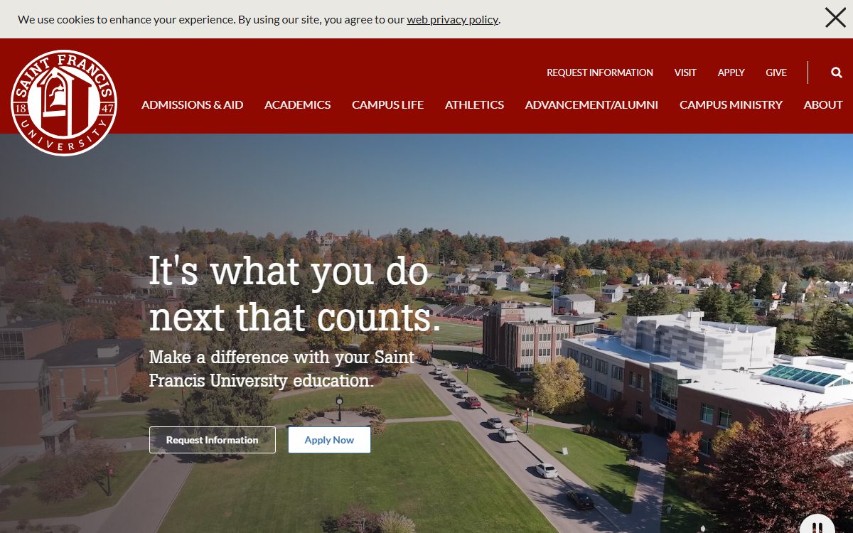 Saint Francis University campus in Johnstown, PA
