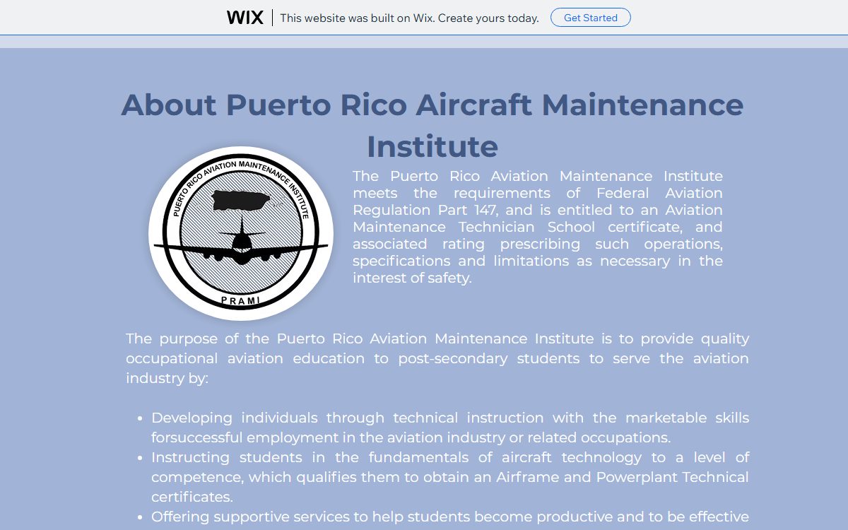 Puerto Rico Aviation Maintenance Institute campus in Fajardo, PR