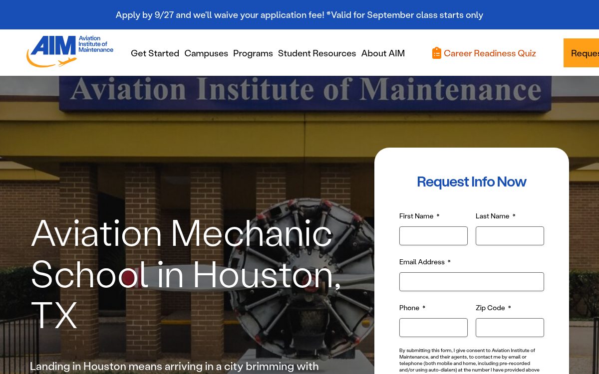 Aviation Institute of Maintenance campus in Houston, TX
