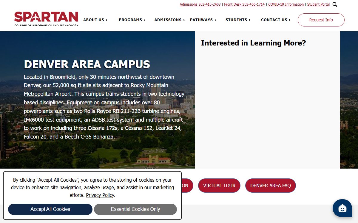 Spartan College of Aeronautics and Technology campus in Broomfield, CO